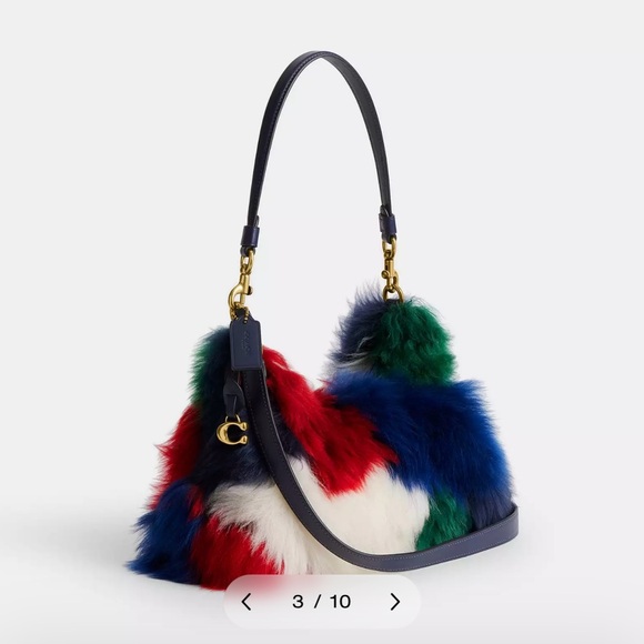 Coach NWT Juliet Shoulder Bag 25 With Multi Shearling Patchwork CW646 - Picture 16 of 16